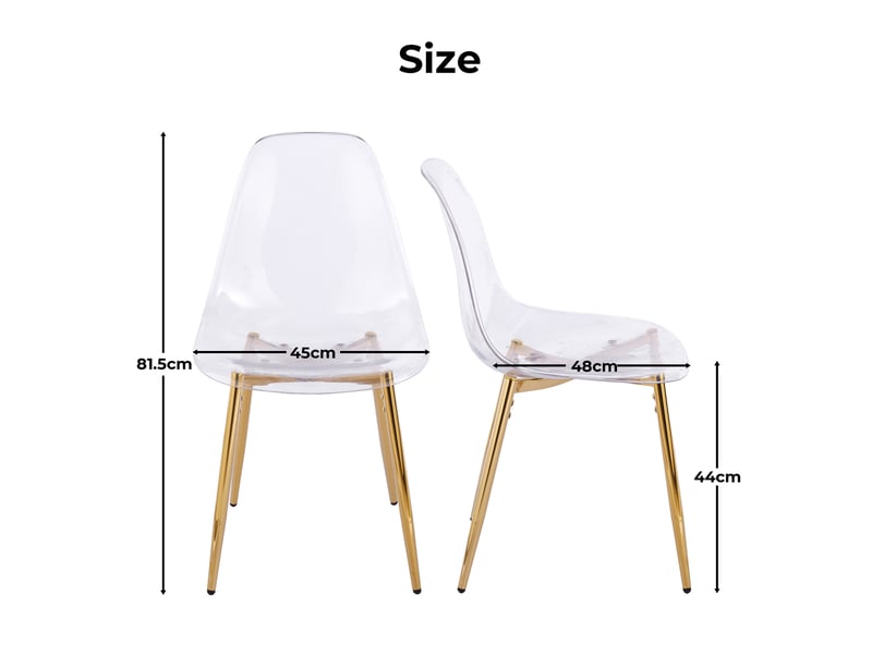  Chaise design transparent avec pieds amovibles en abs et métal doré  - Conforama E