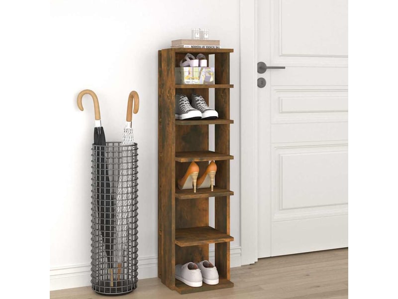  Meuble à chaussures, étagère à chaussures chêne fumé 27,5x27x102cm bois d'ingénierie  - Conforama B