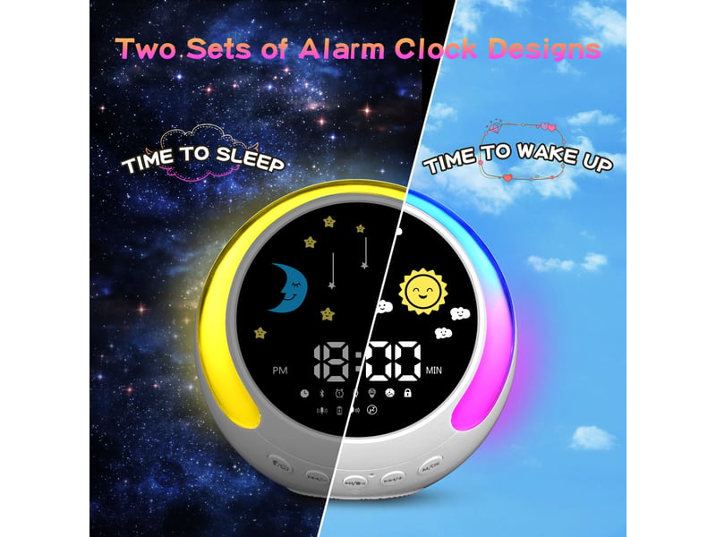  Lampe de réveil pour enfants, enceinte bluetooth, bruit blanc, éclairage tactile, rgb, adaptée aux chambres d'enfants  - Conforama C