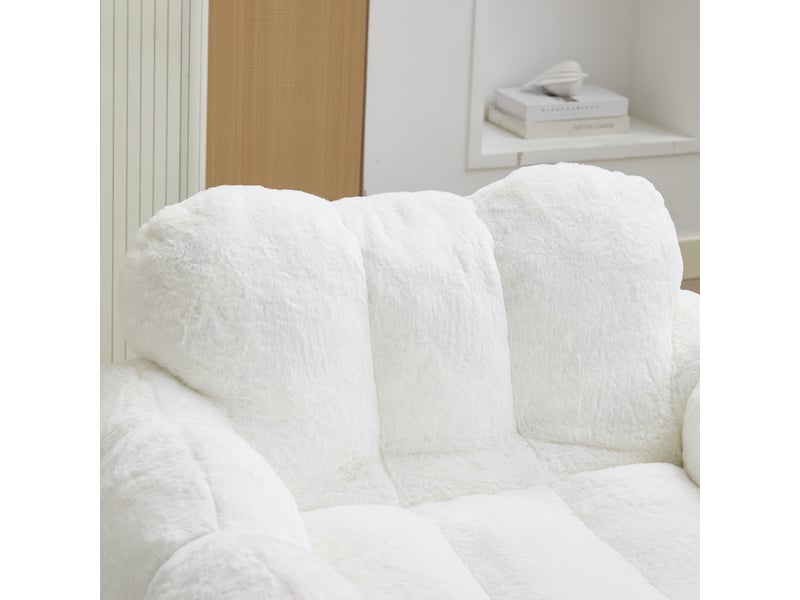  Fauteuil relax adulte 105x90x75 cm en peluche blanc  - Conforama E