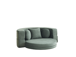 Canapé convertible 4 en 1 compressé, 180x92x84 cm en mousse confort et velours côtelé couleur vert, simple