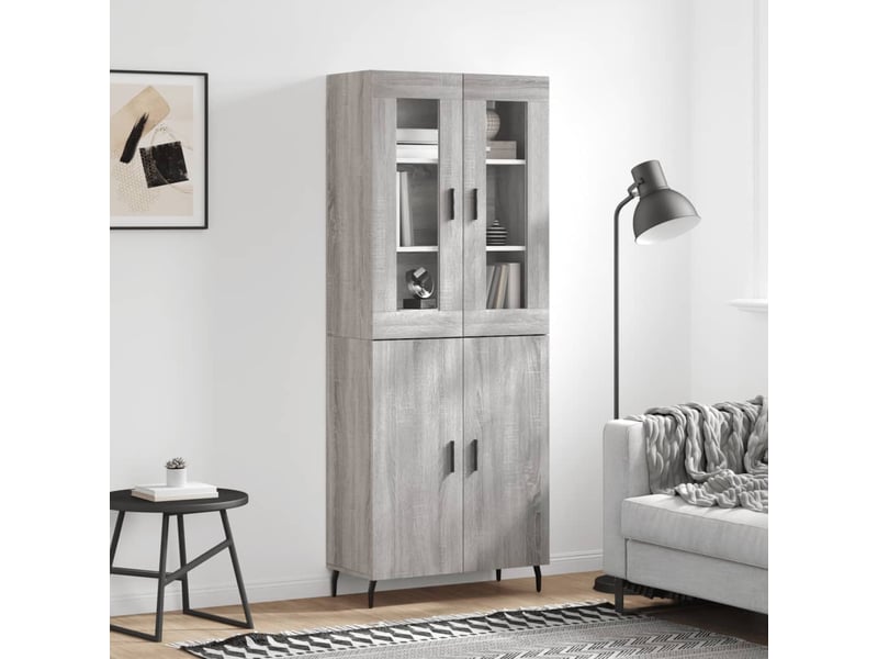  Buffet haut - bahut - meuble de rangement sonoma gris 69,5x34x180 cm bois d'ingénierie  - Conforama B