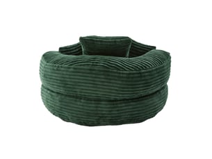 Fauteuil de salon, fauteuil confortable : en velours tricoté, vert foncé, avec pouf