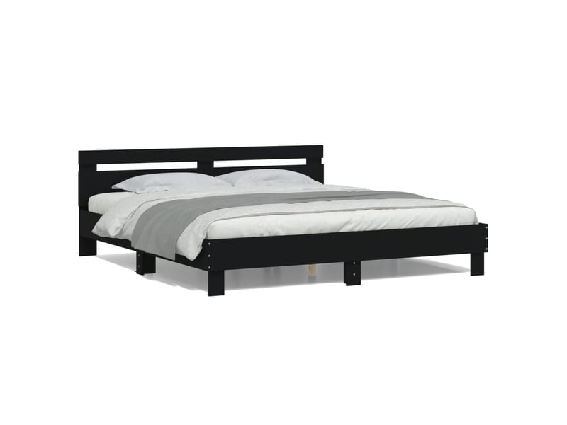 Lit double- lit adulte -  cadre de lit avec led sans matelas noir 200x200 cm  - Conforama D