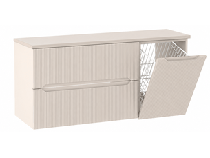 Meuble sous vasque suspendu avec panier à linge et plan 2t novo l.120 cm cachemire mat