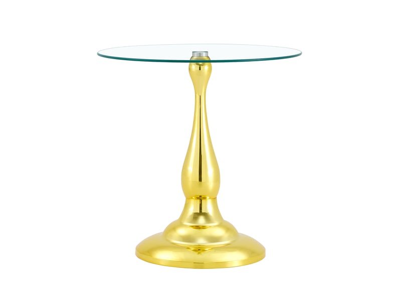  Table d’appoint ronde moderne, plateau en verre trempé, base stable, compacte pour salon et chambre  - Conforama E