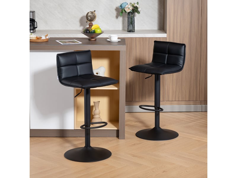 Lot de 2 tabourets de bar, chaises de bar réglable en hauteur avec assise pivotant en pu 44 x 45 x 85-106 cm noir  - Conforama C