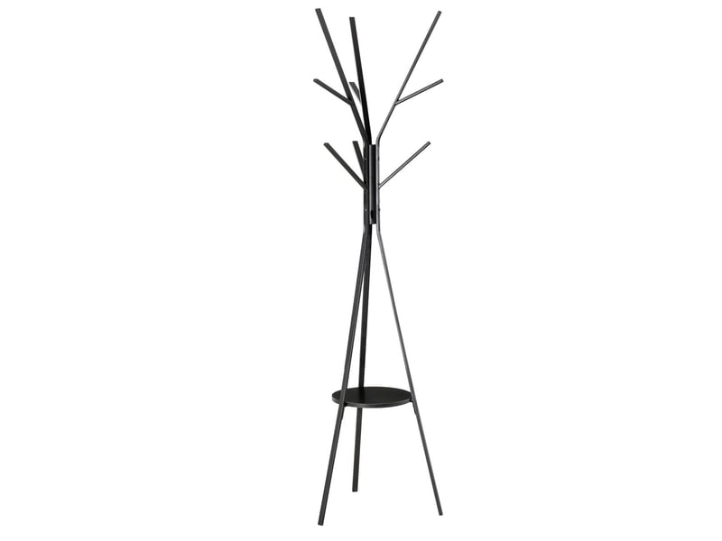  Porte-manteau sur pied 180 cm 3 tringles et 8 crochets plateau de rangement en mdf structure en métal robuste base tripode stable surface déperlante et entretien facile  - Conforama A