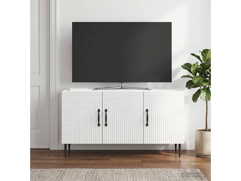  Meuble tv - banc tv - meuble de rangement blanc brillant 99 x 34,5 x 50 cm bois d'ingénierie  - Conforama B