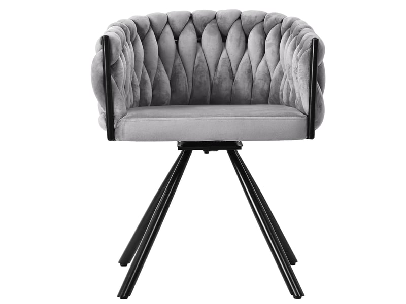  Chaise de salle à manger pivotante en velours lot de 6 avec dossier ergonomique et structure métallique gris  - Conforama E