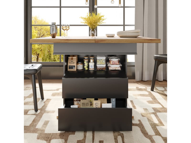  Table de séjour rectangulaire avec allonge noir - 80x110-140max.cm mdf table noir - Conforama E
