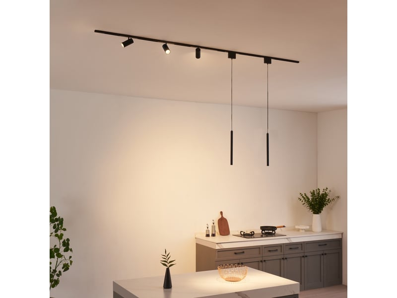 Système de rail magnétique 2 m noir 2 suspensions et 3 spots 27w led - transformateur externe - lyne Lyne - Conforama B