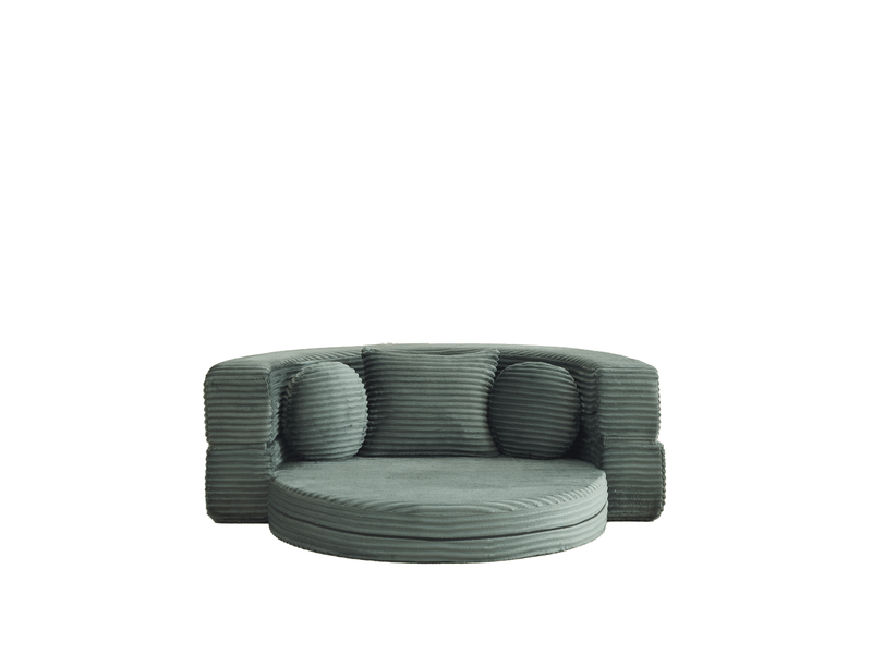 Canapé-lit 4-en-1 modulable en velours côtelé vert homvra  - Conforama A