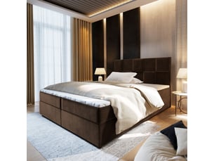 Lit avec rangement 180x200 cm <strong>MASSENO</strong> <strong></strong> coloris marron
