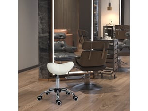 Tabouret à roulettes, tabouret de massage avec hauteur réglable 49-61 cm et selle ergonomique, chaise de travail à roulettes pivotant 360°, pour salon de massage tatouage clinique spa, blanc