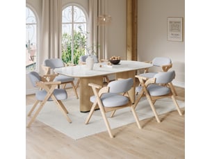 Lot de 6 chaises de salle à manger pliantes avec accoudoirs, rembourrées en lin et bois gris