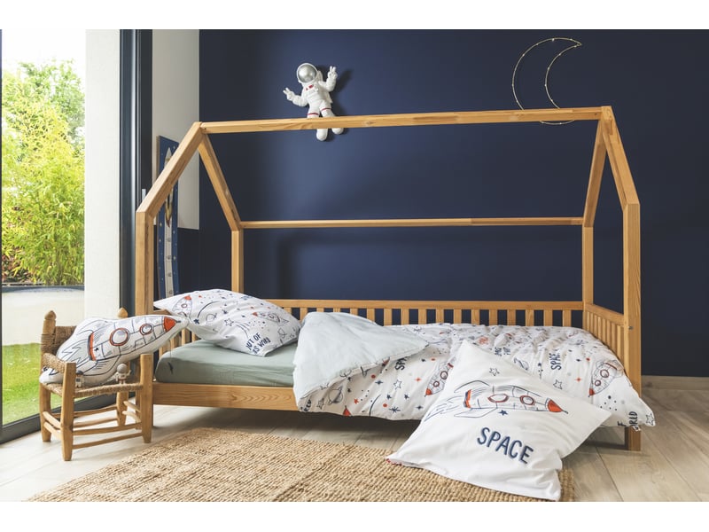  Parure de lit enfant 240 x 220 cm + 2 taies d’oreiller 100% coton imprimé galaxie 15079 - Conforama B