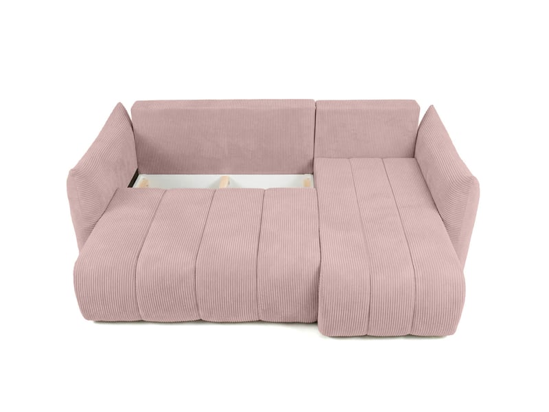 Canapé d'angle lysia mini réversible et convertible en velours côtelé - rose LYSIA - Conforama C
