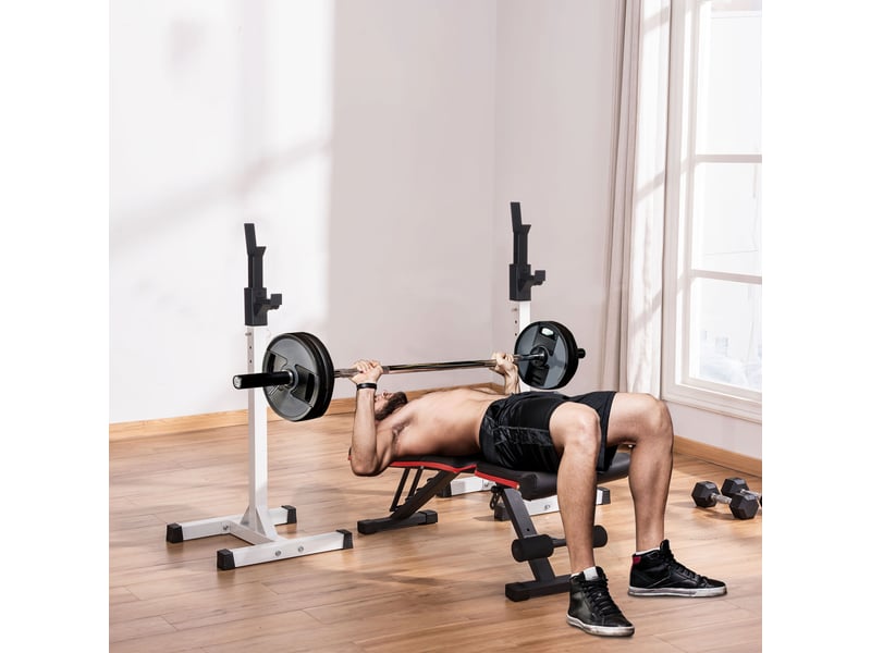  Support universel pour haltères en acier, hauteur réglable sur 12 niveaux, charge maximale 150 kg  - Conforama C