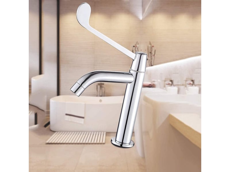 Robinets de lavabo, robinet d'eau froide simple, robinet de lavabo de table,acier inoxydable,avec 1 tuyau d'arrivée d'eau de 60cm  - Conforama D