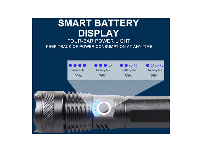 Charge usb xhp70 lampe de poche anti-éblouissement d'urgence p50 lampe de poche zoom anti-éblouissement p70 lampe de poche - Conforama C
