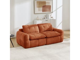 Canapé modulable, canapé 2 places, en chenille, orange, assise profonde, livré monté, pour salon, appartement, chambre