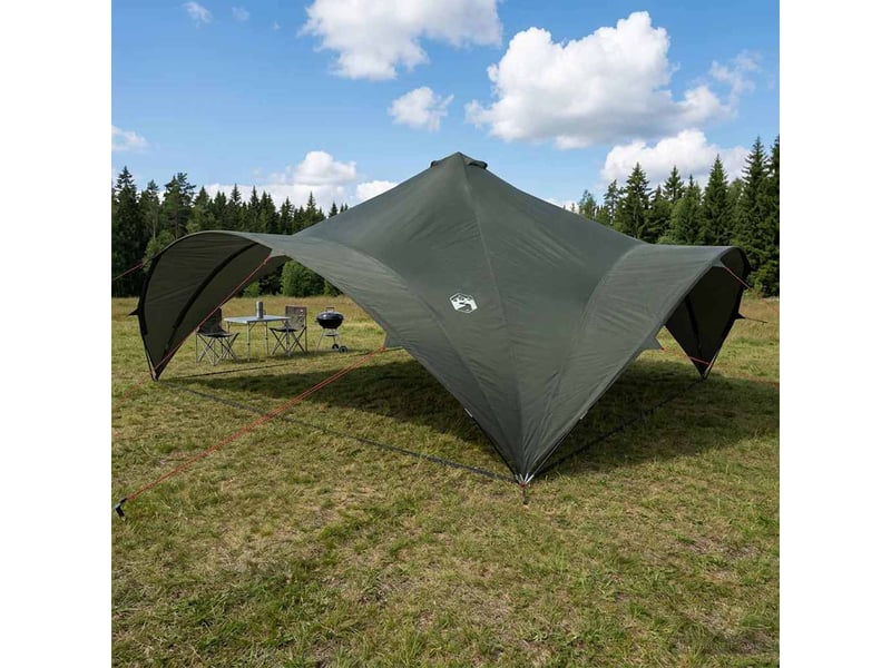  Tente de fête, tente de camping vert armée 600x600x400 cm polyester et acier  - Conforama B