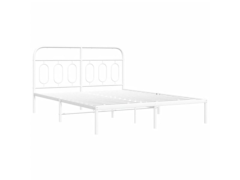  Lit double- lit adulte -  cadre de lit métal sans matelas et tête de lit blanc 140x200 cm  - Conforama B