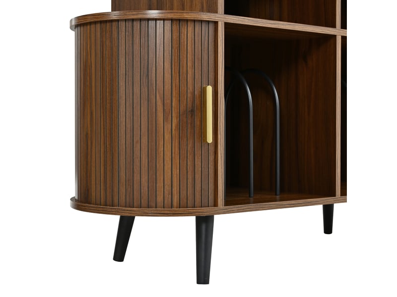  Meuble hifi,110x40x76 cm,portes coulissantes et rangement,mdf,finition noyer  - Conforama D