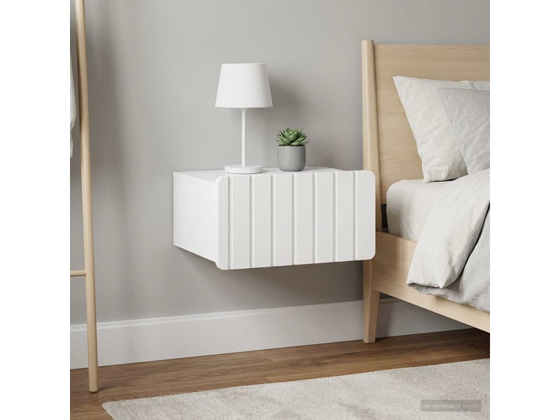  Table de chevet - cabinet de chevet - table de nuit mural 2 pc blanc brillant 49 x 34,5 x 24 cm  - Conforama C