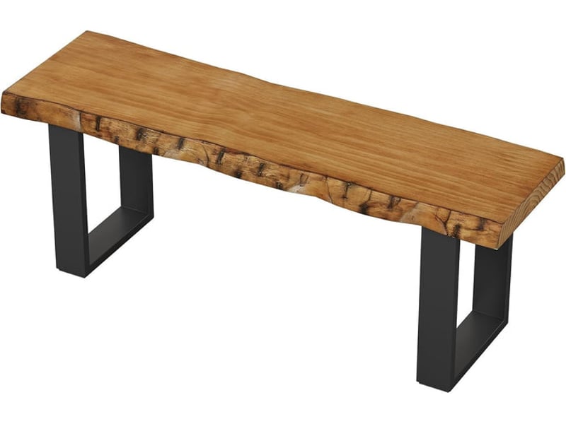  Banc d'entrée en bois massif de 47 pouces, banc à chaussures de style industriel avec pieds en métal, banc étroit et long pour chambre, salon et petits espaces, montage facile  - Conforama A