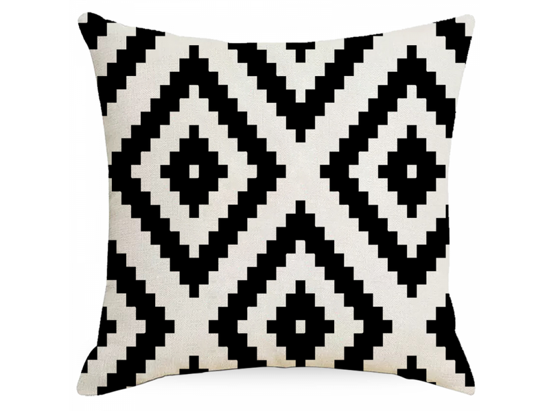  Lot de 4 taie d'oreiller 45 x 45 cm, housse de coussin avec zippée pour maison chaise de salon motifs géométriques, blanc  - Conforama D
