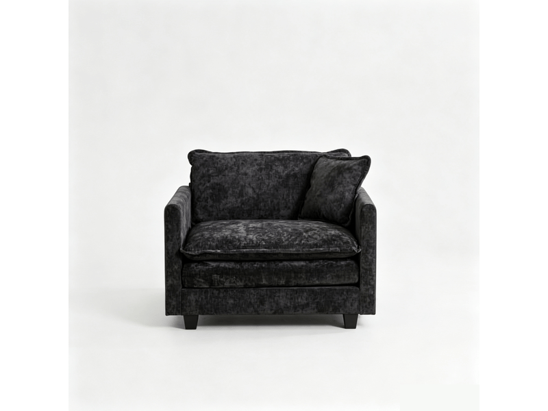  Canapé 1 place en chenille noire, coussin d'assise double couche, structure modulable pour salon ,pouf non inclus  - Conforama A