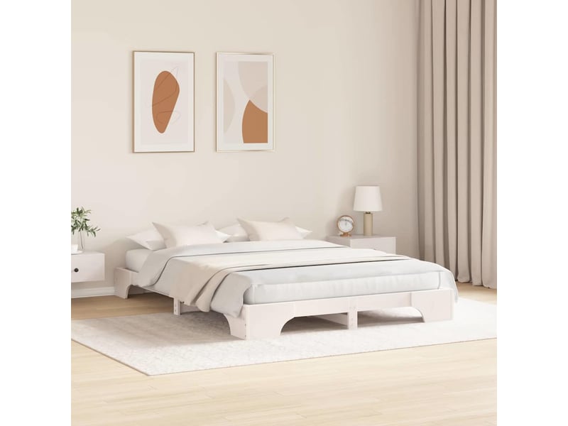  Lit double- lit adulte -  cadre de lit blanc 150 x 200 cm pin massif  - Conforama B