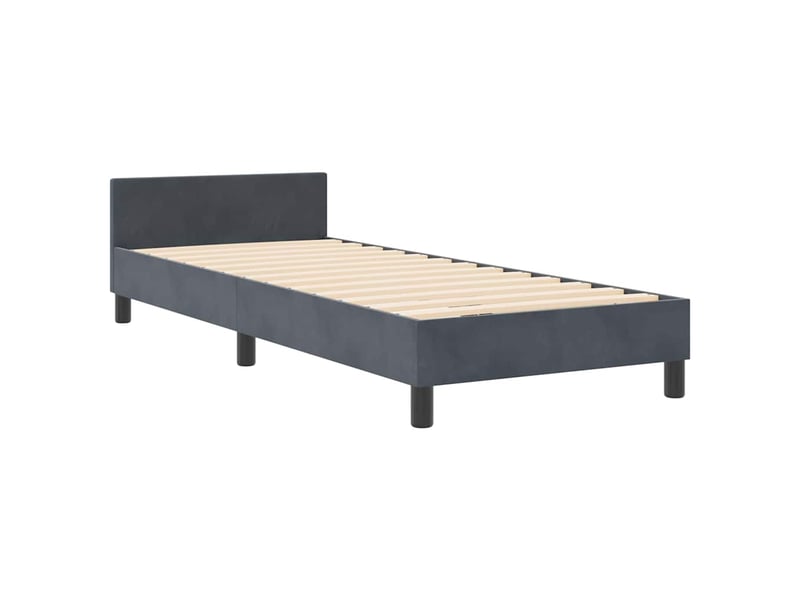  Lit simple- lit adulte -  lit à ressorts avec tête de lit gris foncé 80 x 200 cm velours  - Conforama C