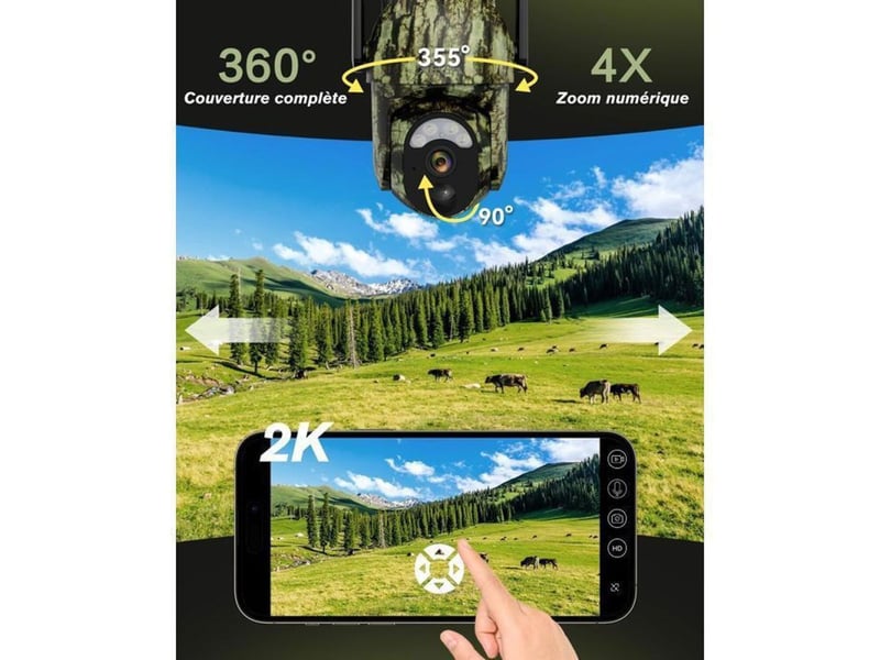  Camera de chasse 4g lte solaire 2k ptz xg-15 verte 149519_AACSX74585_6_DROPFR - Conforama C