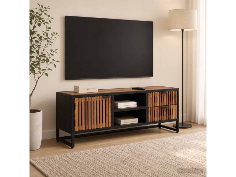  Meuble tv - banc tv - meuble de rangement avec tiroir avec stockage avec porte 105 x 30 x 40 cm  - Conforama B