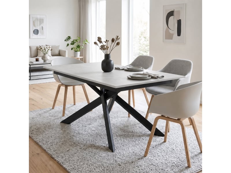  Table extensible en mélaminé avec structure noire 140190x90 pluto - blanc  - Conforama D