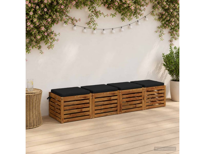  Lot de 4 coussins de siège, coussins d'assise soest 100 % polyester noir cf60445  - Conforama B
