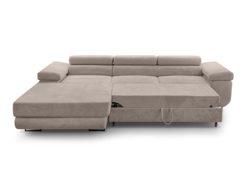  Canapé d’angle en velours côtelé arborio – 280 cm beige g Arborio - Conforama C