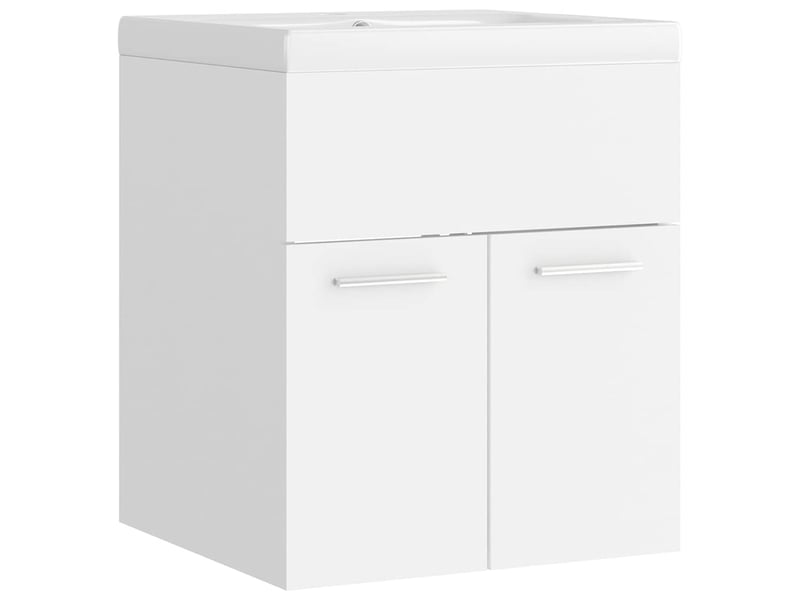 Armoire d'évier avec lavabo intégré, cabinet de salle de bain blanc aggloméré cf65591 - Conforama A