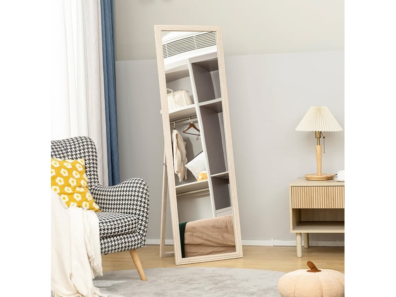  160 x 50 cm miroir de pleine longueur, design rectangulaire avec cadre, blanc  - Conforama B