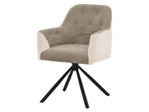 Ml-design chaise salle à manger pivotante 360° en tissu tissé et simili, avec accoudoirs et dossier, structure en acier, pieds réglables, rembourrage confortable, pour salon cuisine, 120 kg, beige