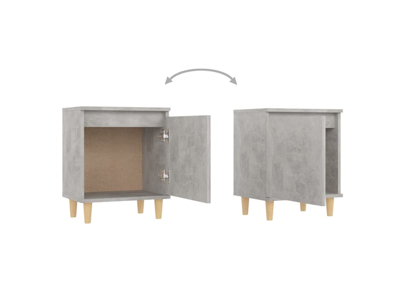  Tables de chevet avec pieds en bois 2 pièces gris béton 40x30x50cm  - Conforama E