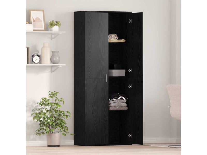  Haut armoire, meuble de rangement salon 70 x 33,5 x 180 cm bois d'ingénierie chêne noir  - Conforama D