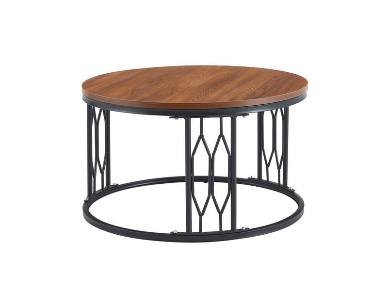  Table basse ronde avec structure ouverte et cadre métallique, style moderne, pour salon, 70 × 40,5 cm  - Conforama A