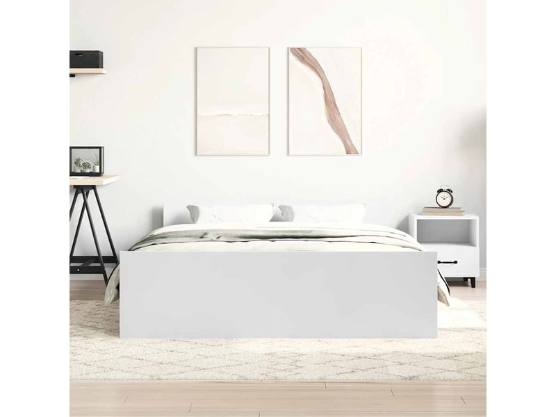  Lit double- lit adulte -  cadre de lit sans matelas blanc 150x200 cm  - Conforama B