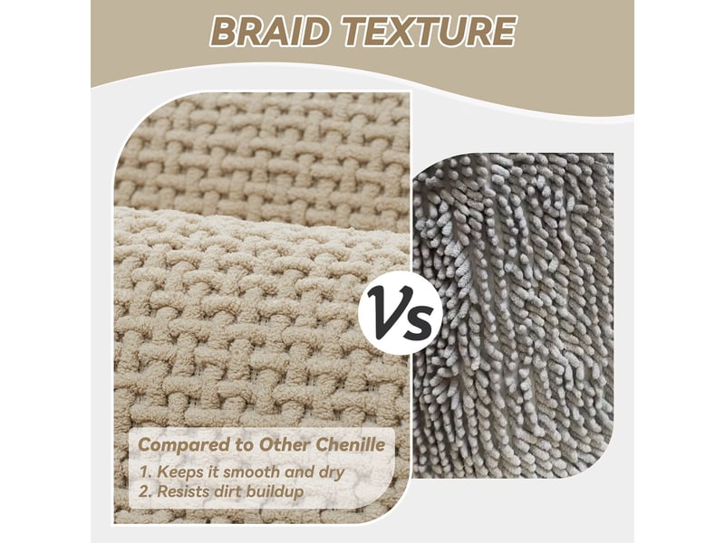  Tapis de bain en chenille antidérapant - 17 x 40 pouces - beige  - Conforama C