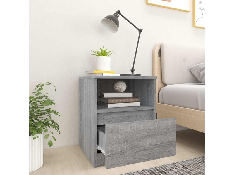  Lot de 2 tables de chevet - cabinet de chevet - table de nuit sonoma gris 40x40x50cm bois d'ingénierie  - Conforama B