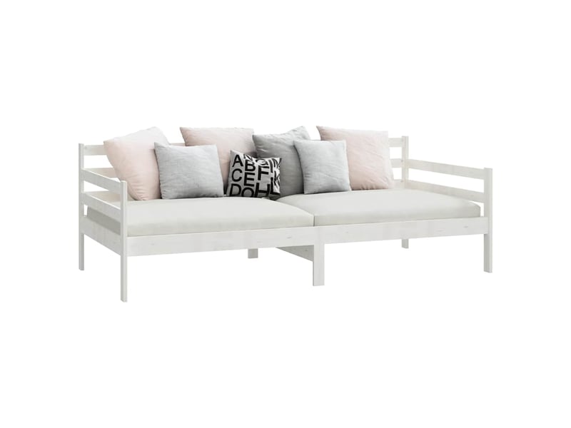  Lit simple- lit adulte -  lit de jour sans matelas blanc bois de pin massif 90x200 cm  - Conforama C